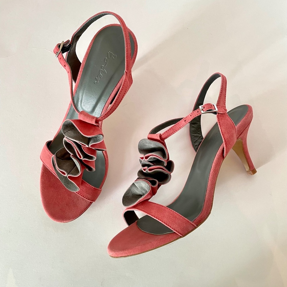 Boden Flowerburst heel 40 pink suede leather sandal